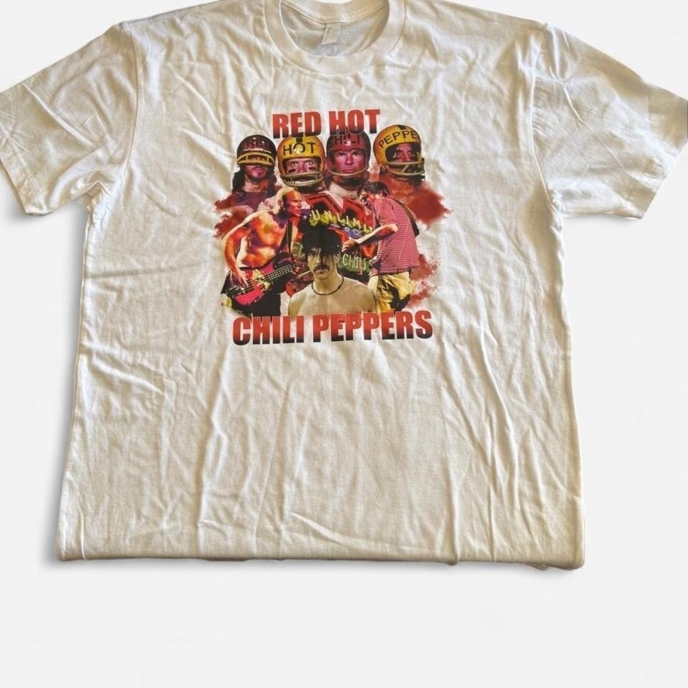 Red Hot Chili Peppers Graphic T-Shirt Mens Medium White Band Tee Simplex Apparel